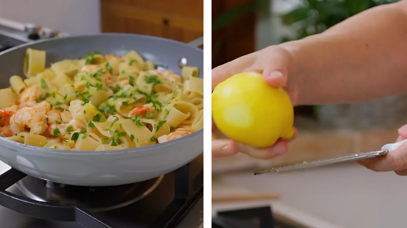 calamarata con gamberi e limone ricetta